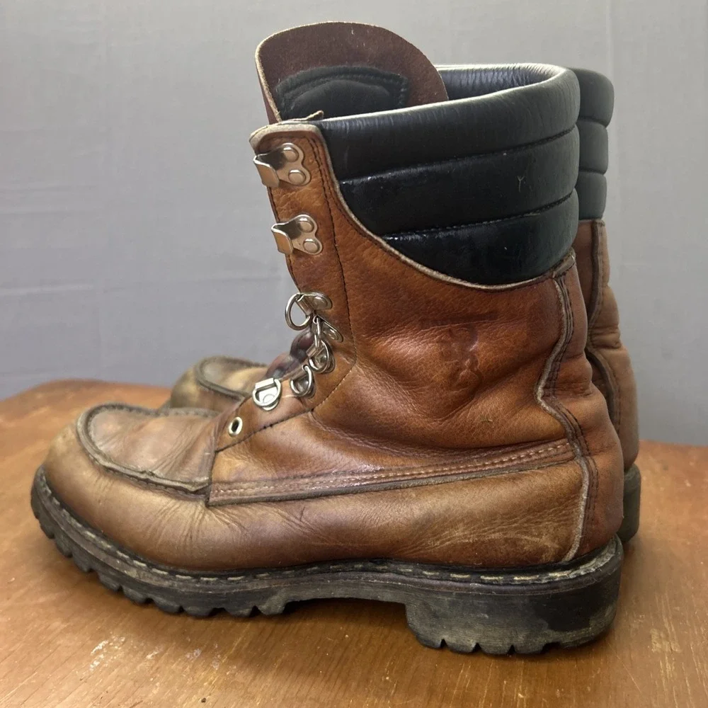 70s Browning Hunting Boots Vintage Made in USA lace up Lug Vibram sole 10-11 B